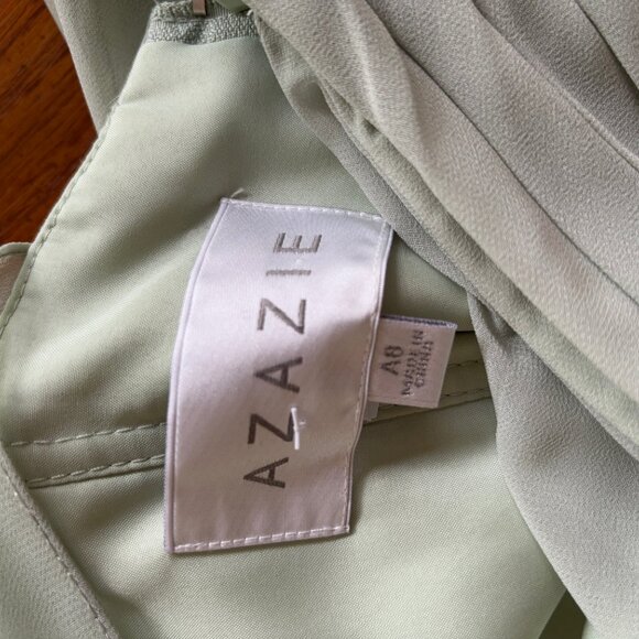 Azazie Ginger Dusty Sage A-Line Halter Pleated Chiffon Dress - Picture 3 of 5